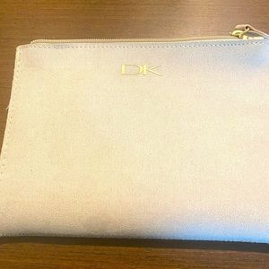 Donna Karan small clutch/make up bag. Tan suede. 5x7x1